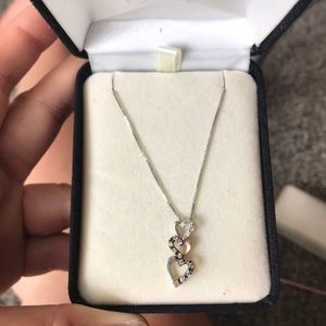 Beautiful tri-colored three heart necklace